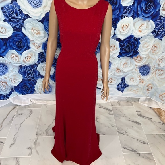 Adrianna Papell Boat Neck Sleeveless Cowl Back Stretch Metallic Jersey K… - Picture 3 of 14